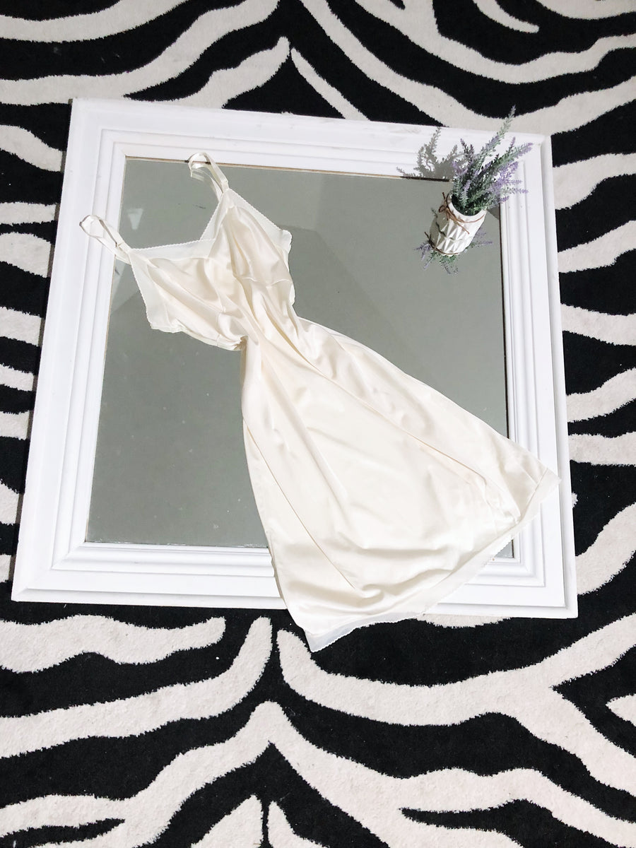 cream slip dress maxi Cream Maxi Slip Dress With Mesh Trim Lining – Bomb Bayb Co