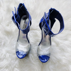 Blue High Heel Clear Sandal Platforms