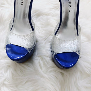 Blue High Heel Clear Sandal Platforms