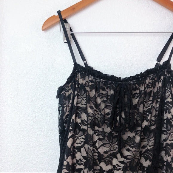 Black and Nude Forever 21 Lace Babydoll Slip Dress