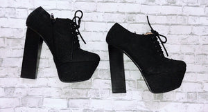 Coven Bby Black Lace Up Platform Heels