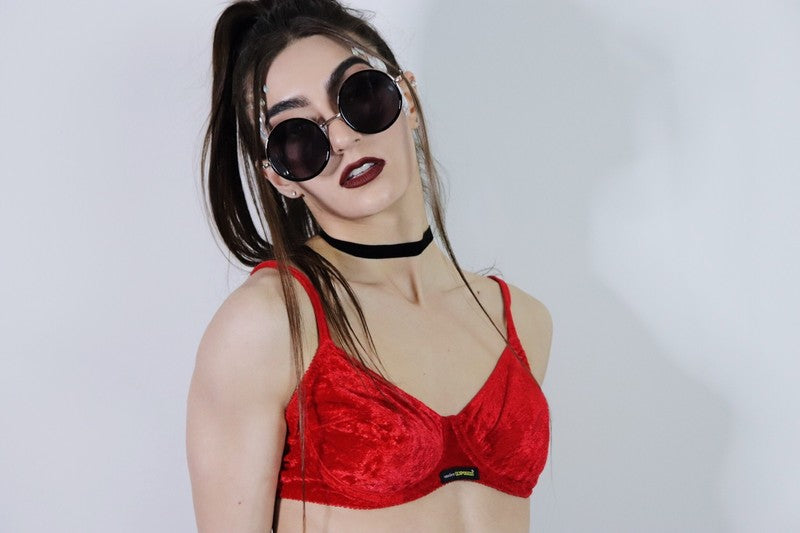 Vintage Vybe Rendezvous at Midnight Red Bralette