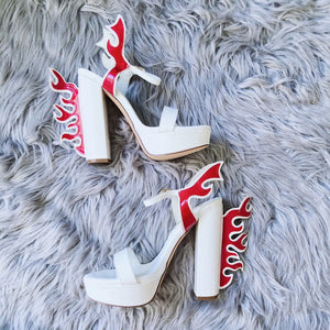 Bayb on Fire White Platform Pumps