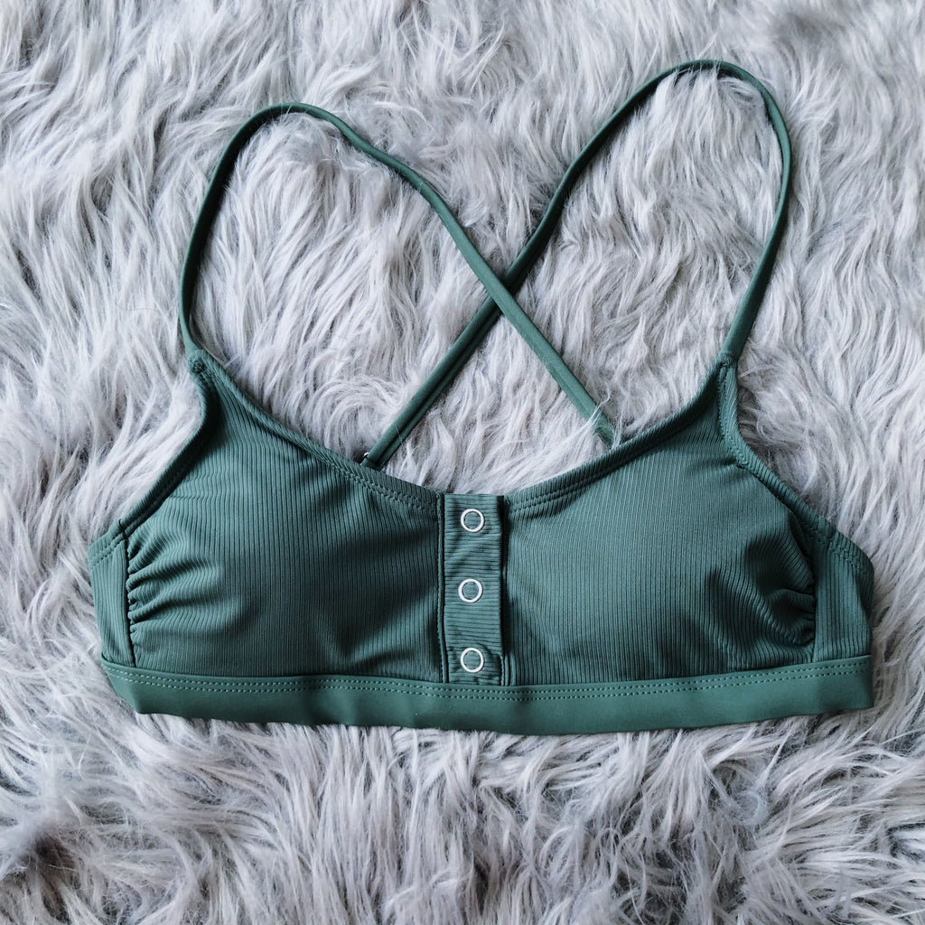 Always Yours Army Green Button Up Bralette