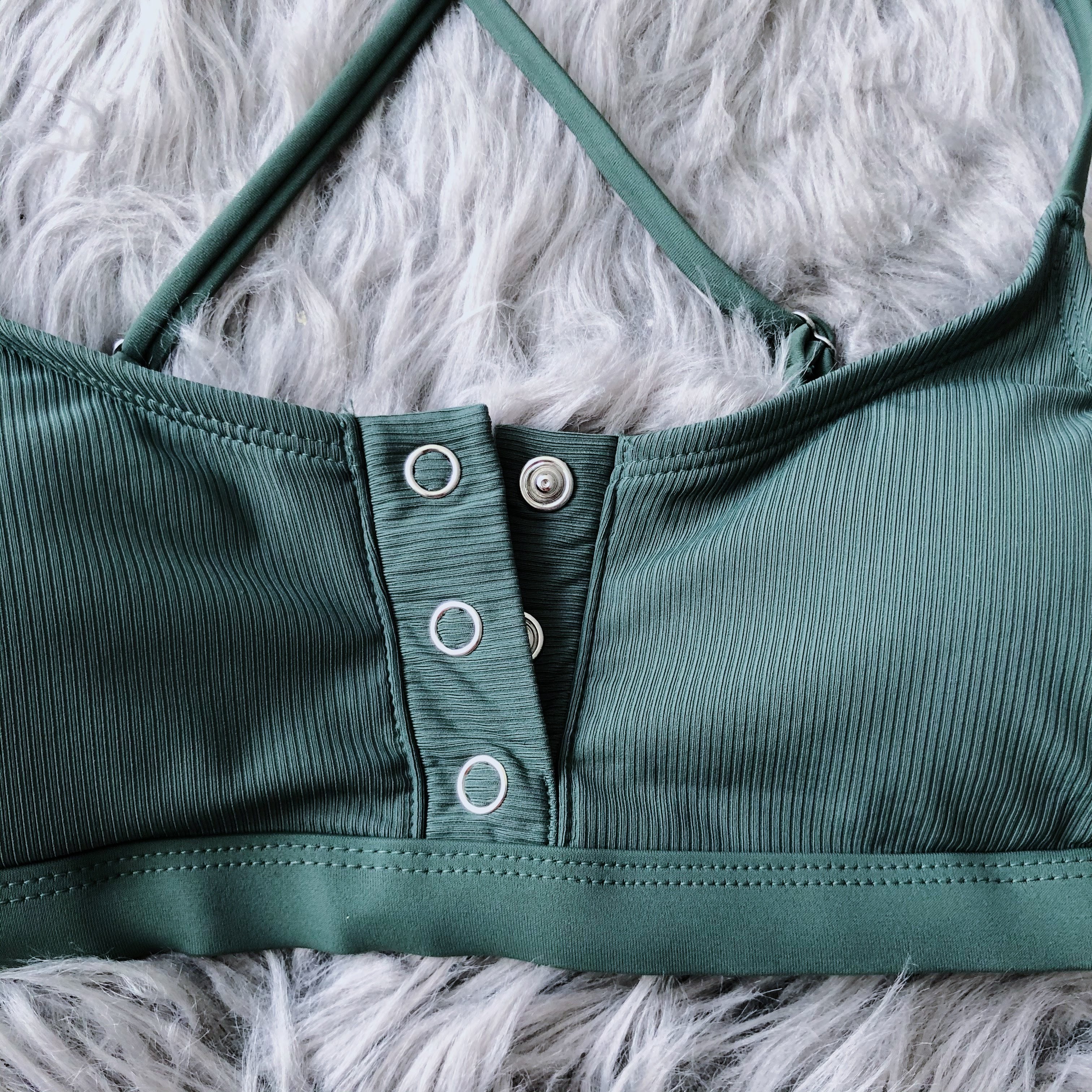 Always Yours Army Green Button Up Bralette