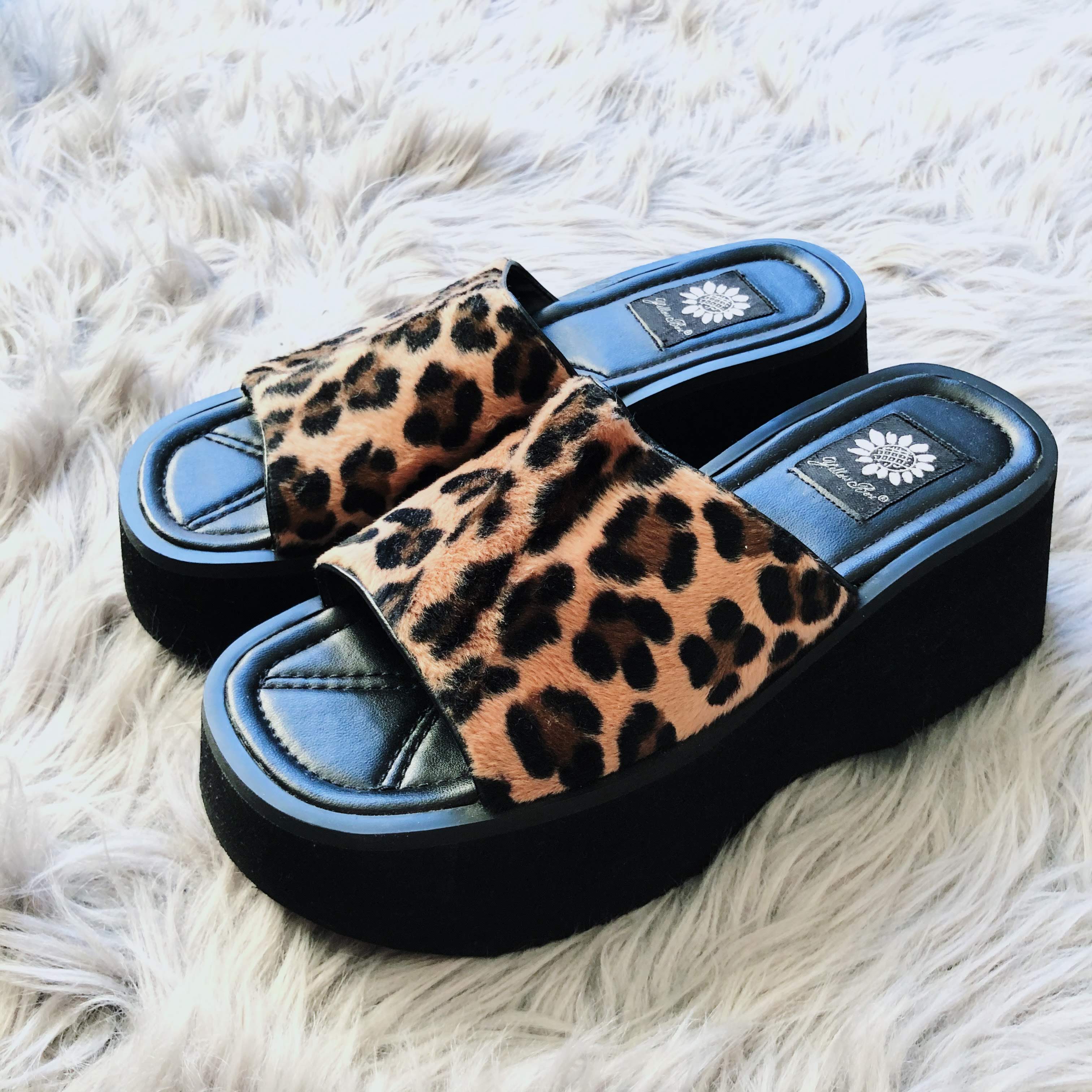 90's Leopard Platform Sandals