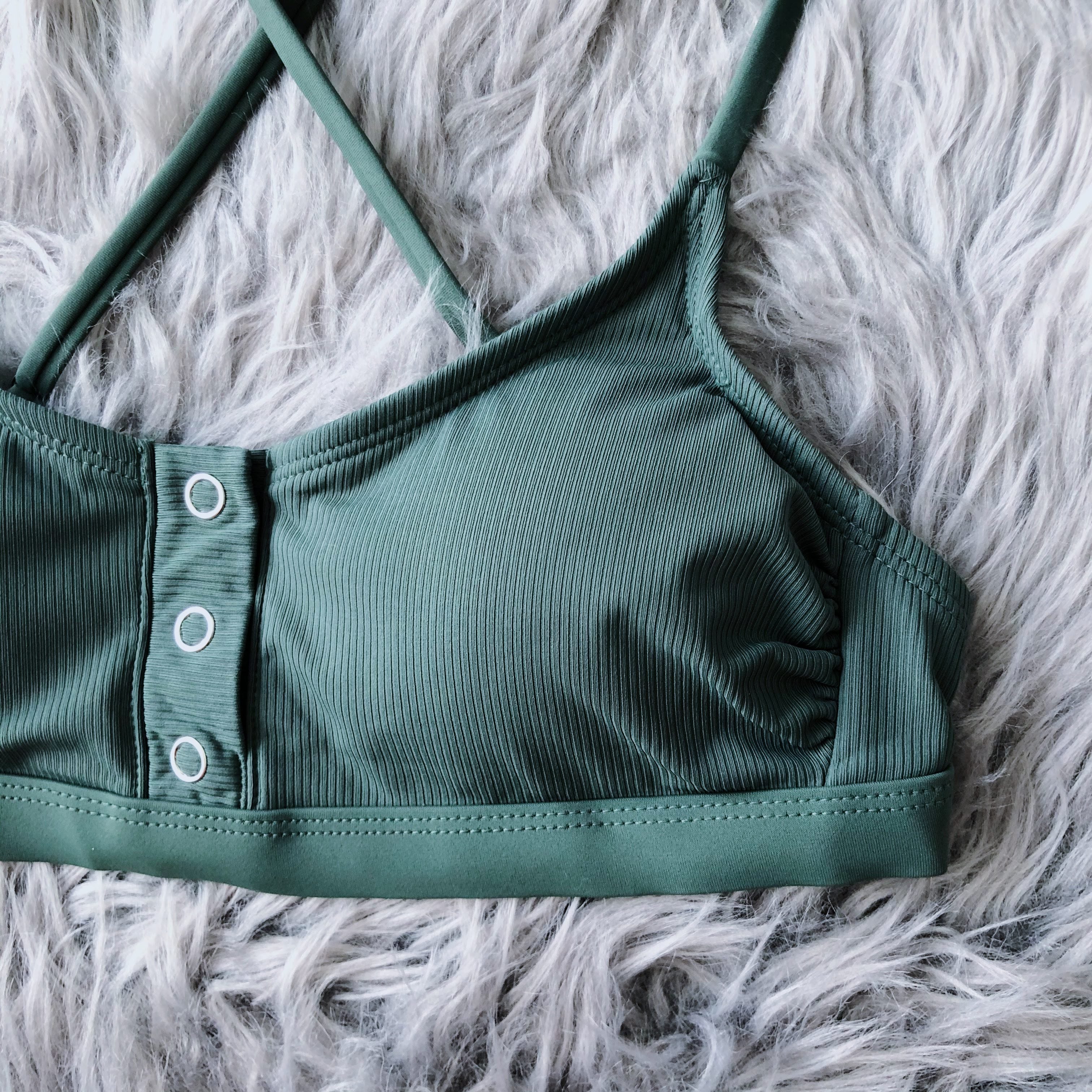 Always Yours Army Green Button Up Bralette