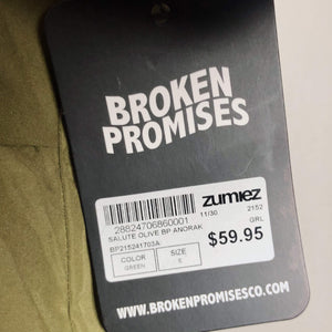 New With Tags Broken Promises Khaki Windbreaker