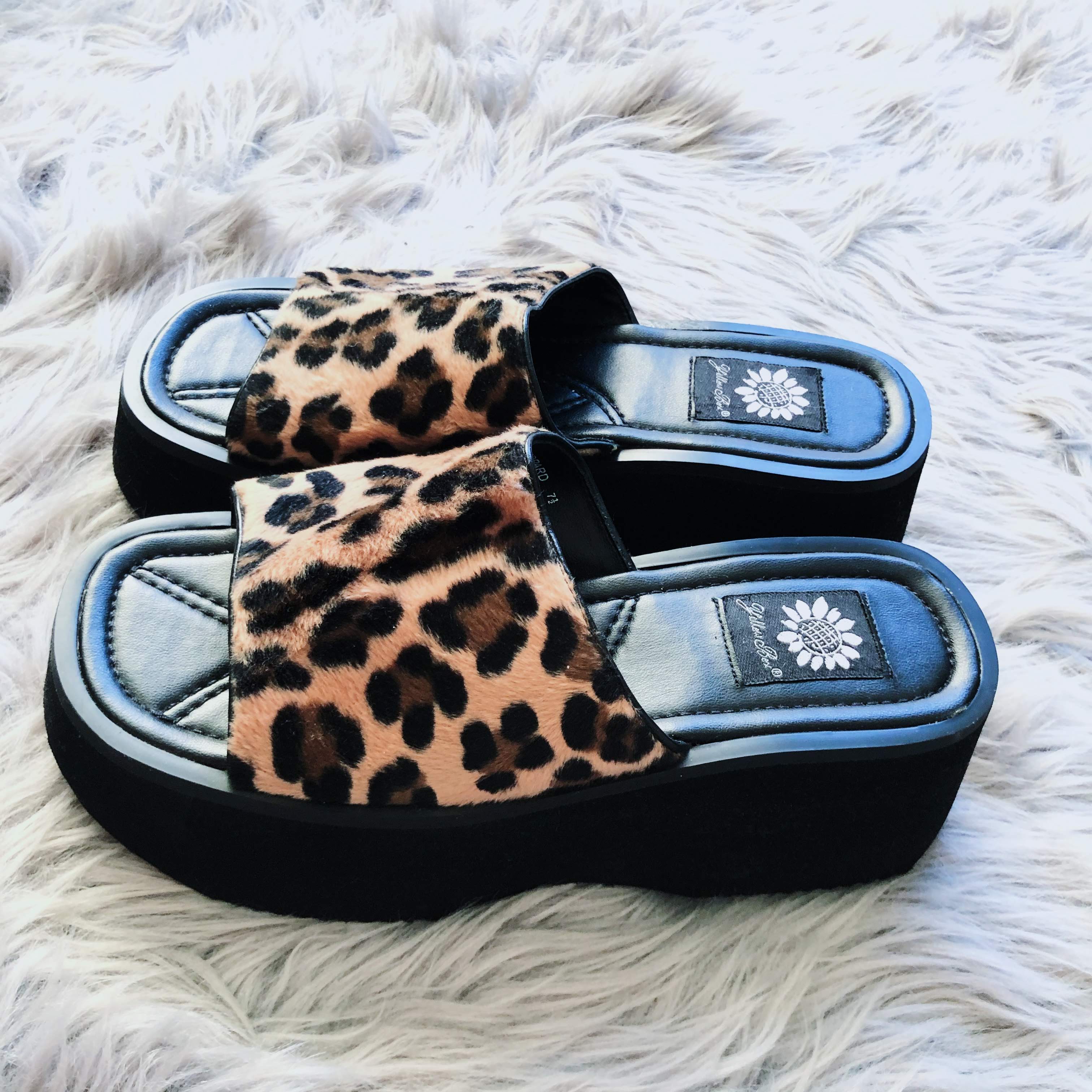 90's Leopard Platform Sandals