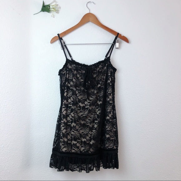 Black and Nude Forever 21 Lace Babydoll Slip Dress