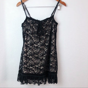 Black and Nude Forever 21 Lace Babydoll Slip Dress