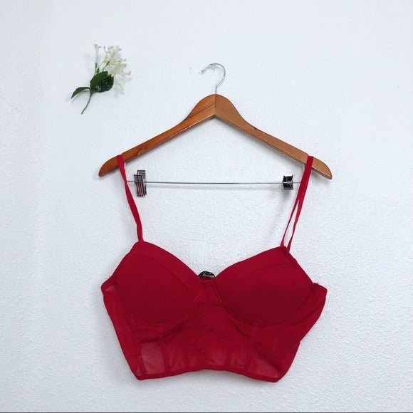 XL Red Mesh Not Structured Brassier Crop Top