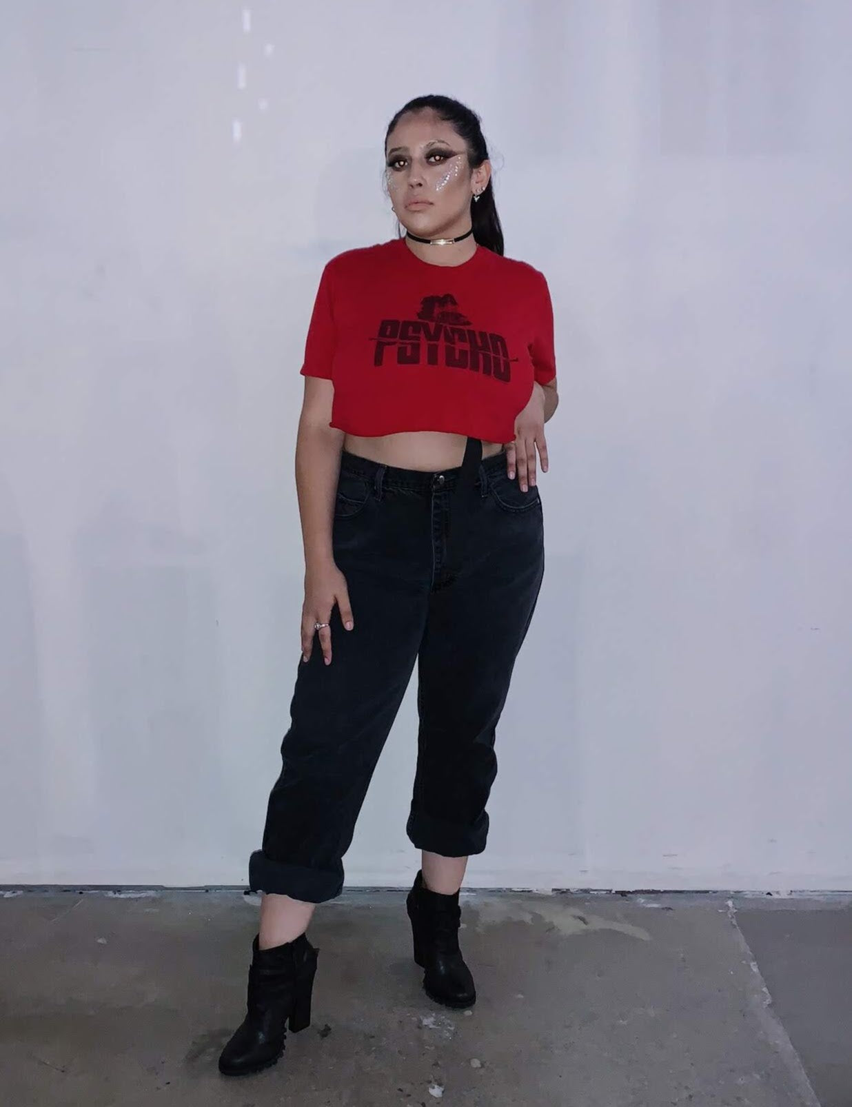 Vintage Just a Little Psycho Crop Top