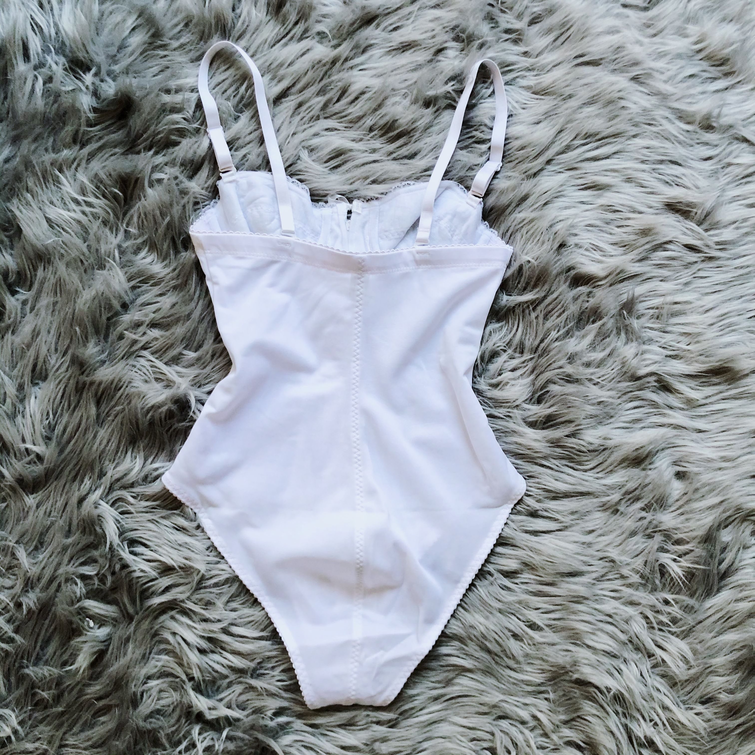 Wish You Were Mine White Lace Detailed Bodysuit