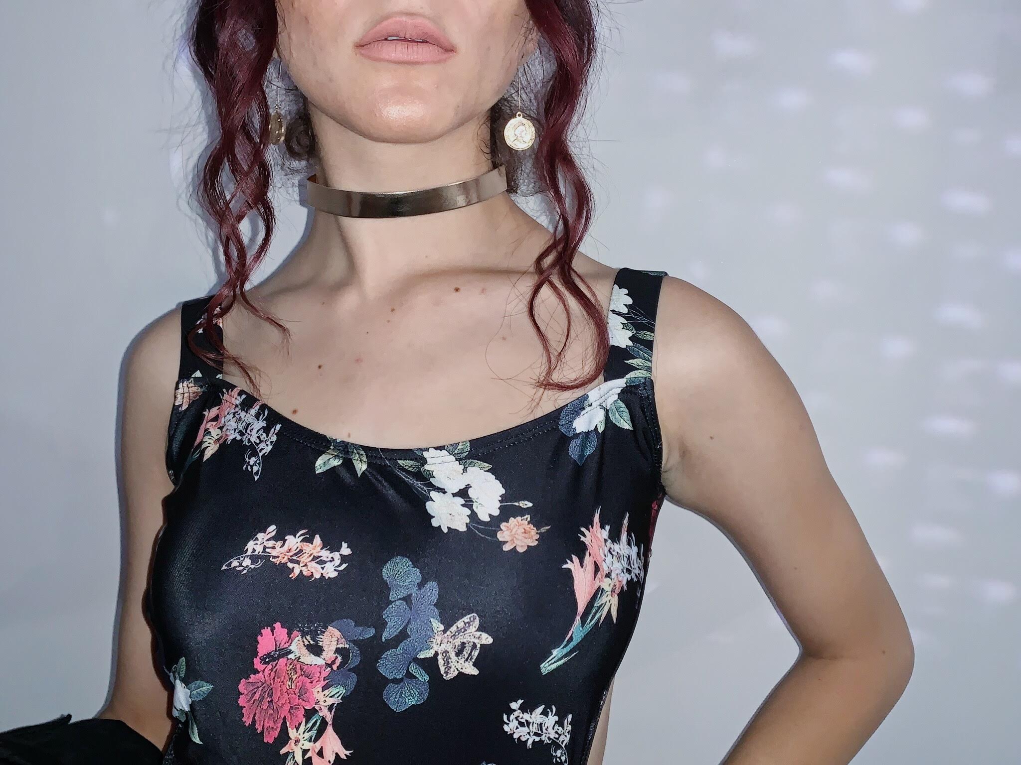 80's Vixen Vintage Cut Out Floral Bodysuit