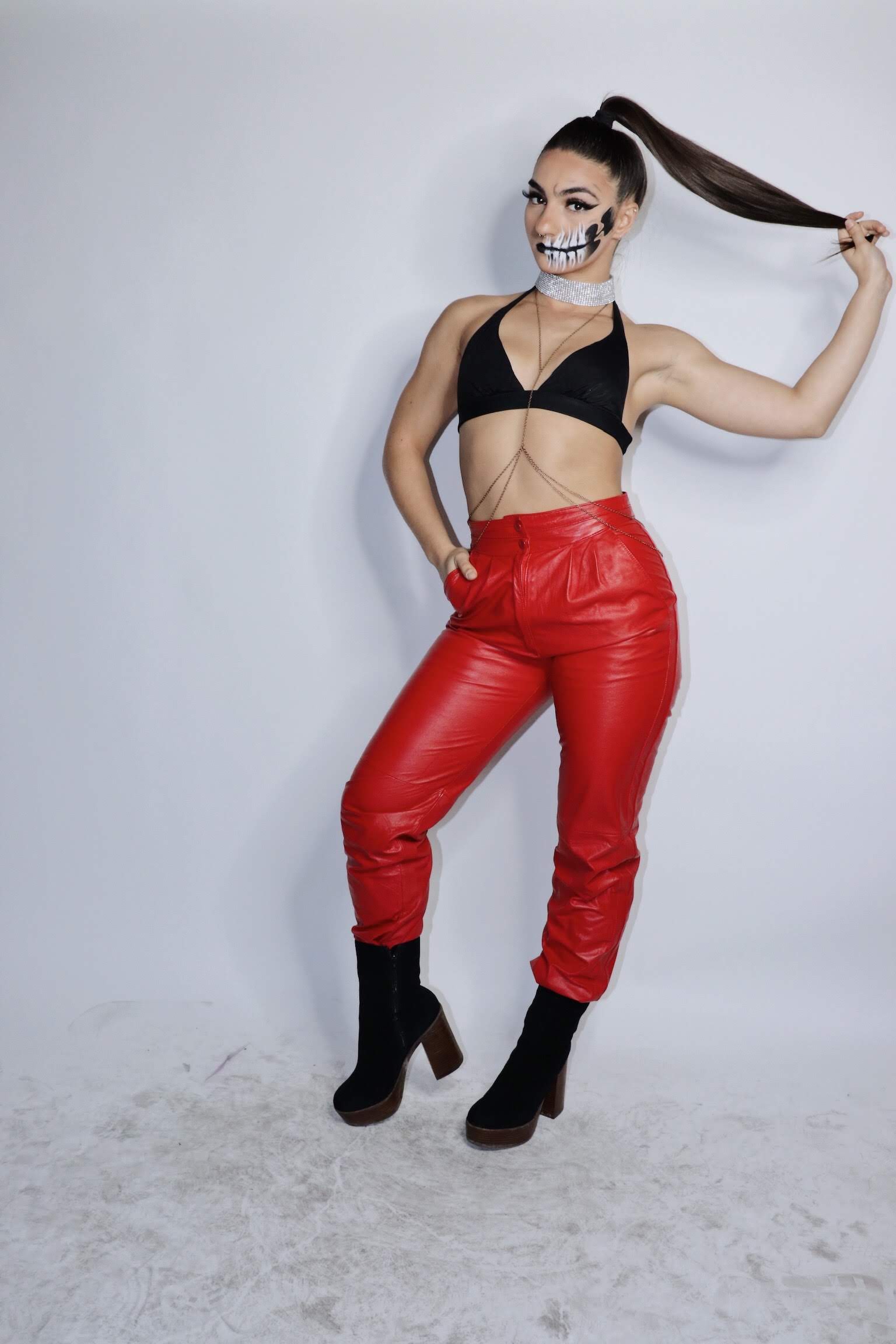 Rake It Up Red Authentic Vintage Leather Pants