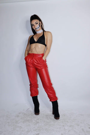 Rake It Up Red Authentic Vintage Leather Pants