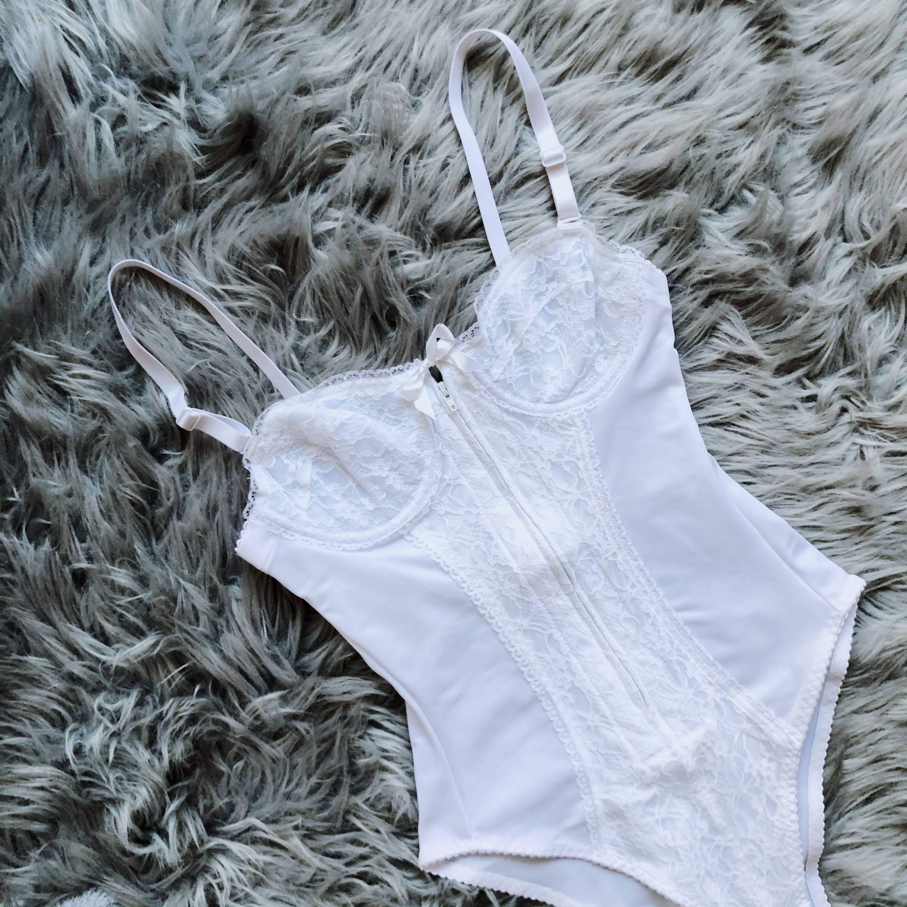 Wish You Were Mine White Lace Detailed Bodysuit