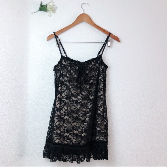 Black and Nude Forever 21 Lace Babydoll Slip Dress