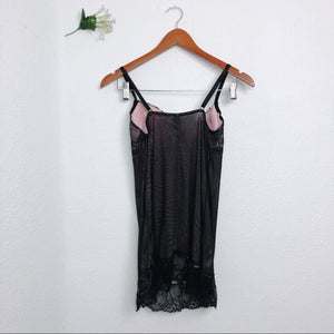 Lavender and Black Floral Lace Mesh Lingerie Slip Dress