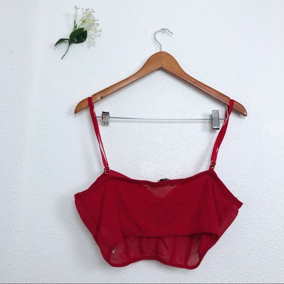 XL Red Mesh Not Structured Brassier Crop Top