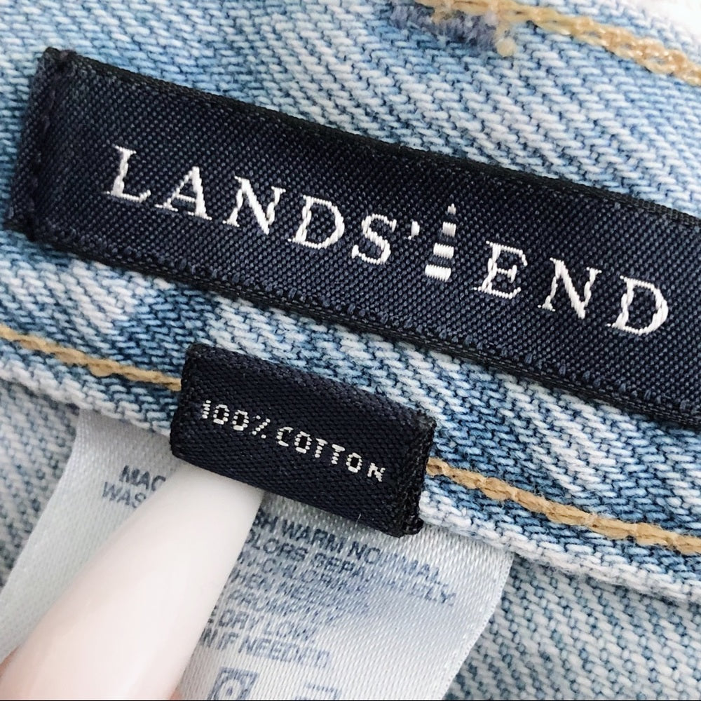 Lands End High Waisted Denim Distressed Shorts