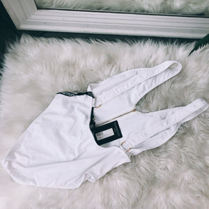 Cloud 9 Pretty Little Thing White Zip Up Bodysuit