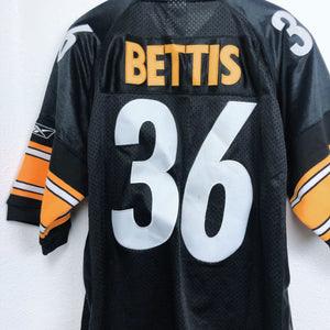 NFL Onfield Reebok Bettis 36 Steelers Black and Yellow Football  Jersey