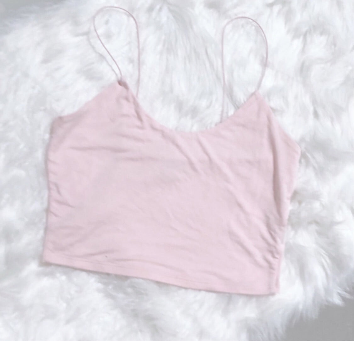 Volcolm Pastel Pink Strappy Crop Top