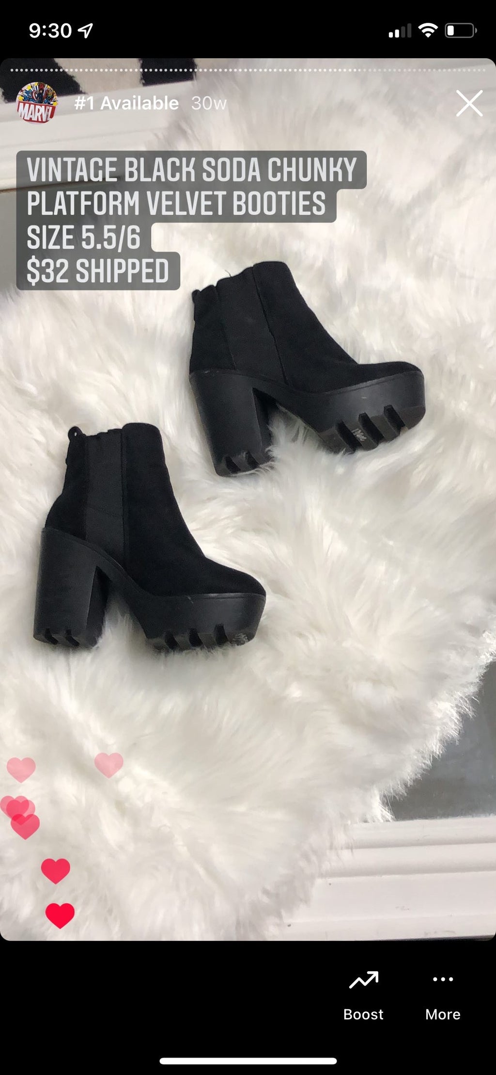 Vintage Black Soda Suede Platform Boots