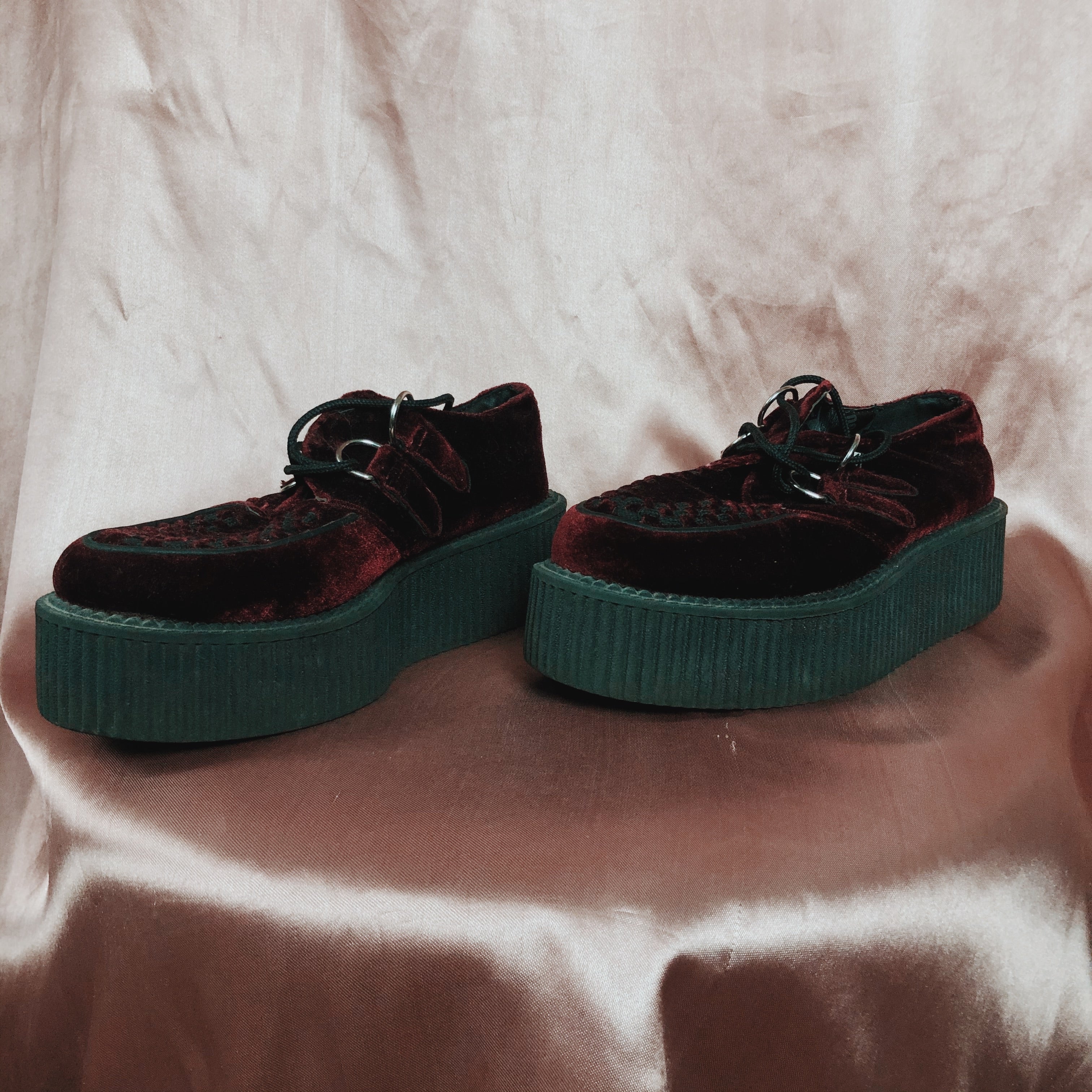 Velvet Burgundy TUK Platform Creepers