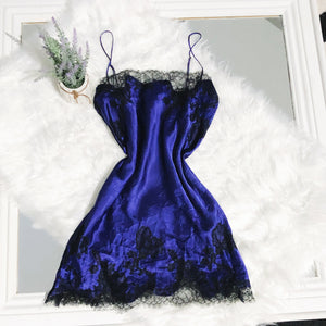 Victoria’s Secret Blueberry And Black Lace Trim Slip Dress