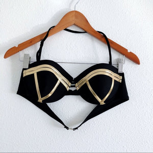 Gold and Black Selena Vibe High Thigh Swimsuit