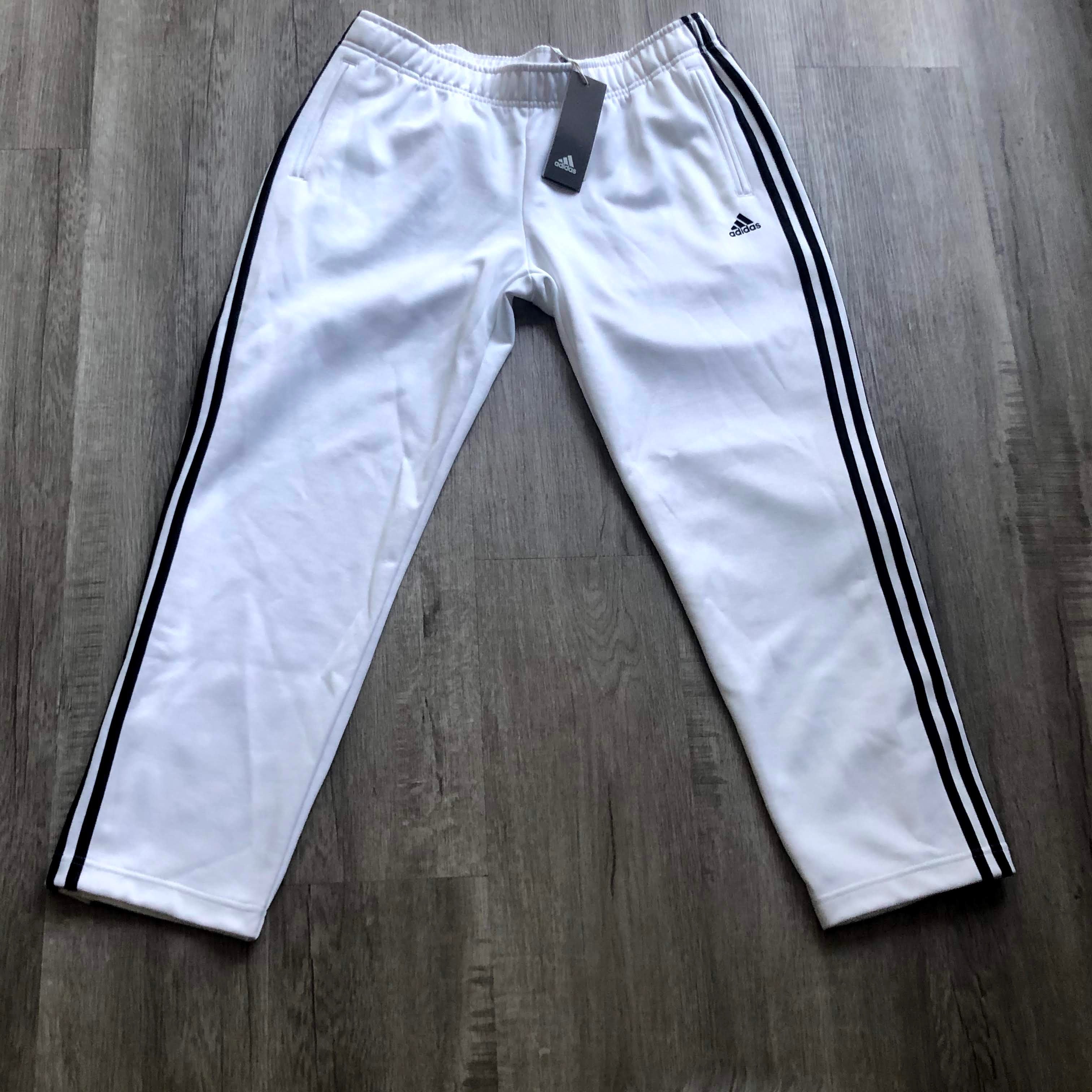 Adidas White Button Down Tricot Sweatpants