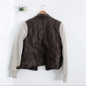 Brown and Tan Faux Leather Two Tone Jacket