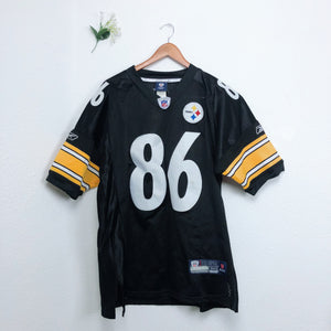 NFL Onfield Reebok Ward 86 Steelers Black and Yellow Football  Jersey