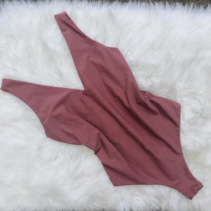 Burgundy V Neck Bodysuit