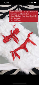 Red Underwire Tie Up 2 Piece Bra & Panty Set