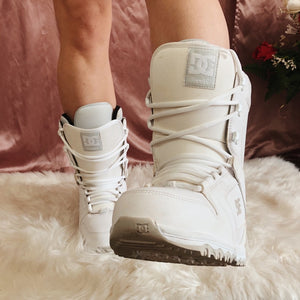 White and Gray DC Ski Boots