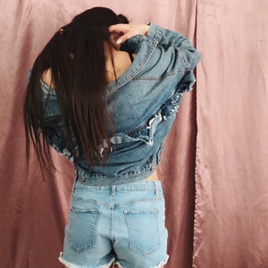 BDG Denim Distressed Button Up Jacket