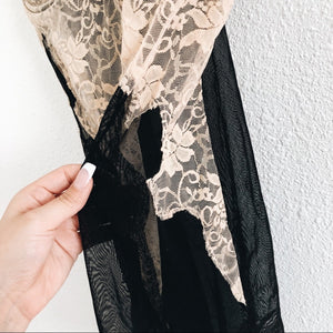 Nude and Black Slightly Distressed Lingerie Slip