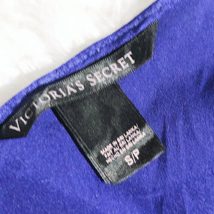 Victoria’s Secret Blueberry And Black Lace Trim Slip Dress