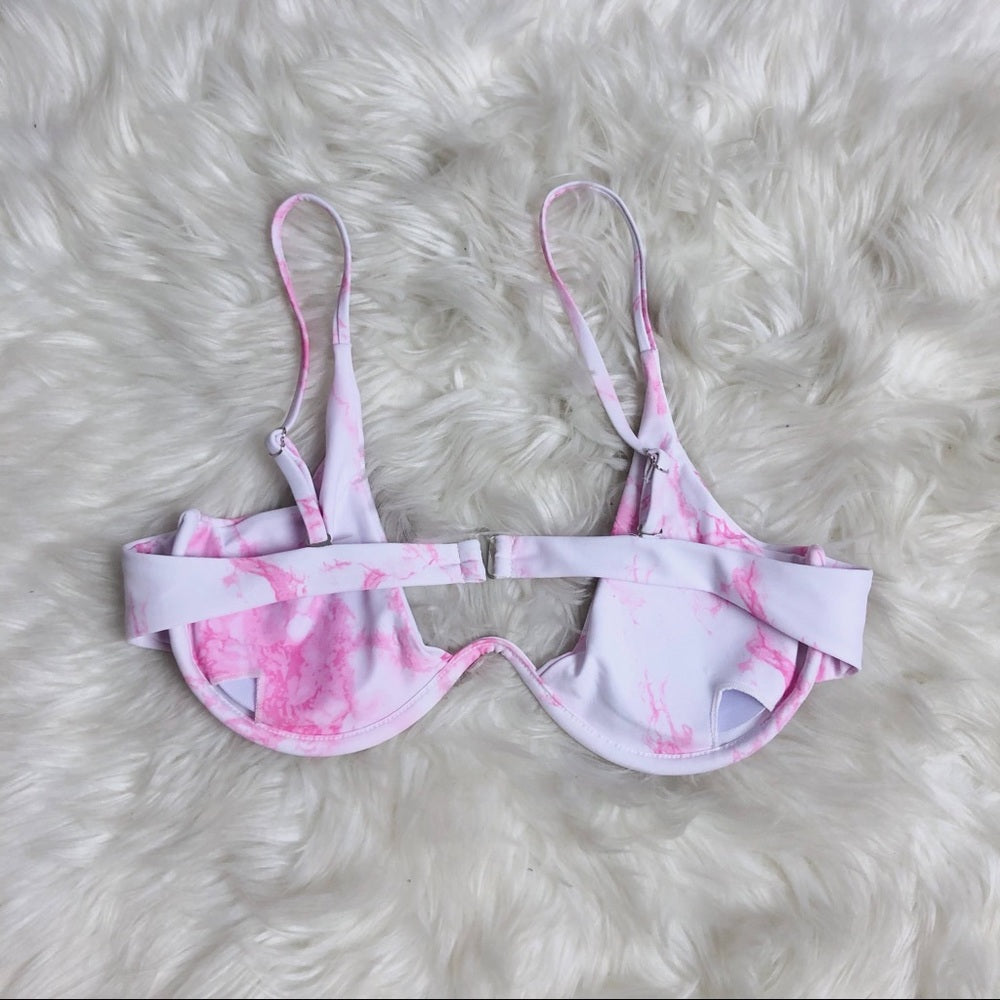 Pink Tye Dye Cupped Swimsuit Bralette Top