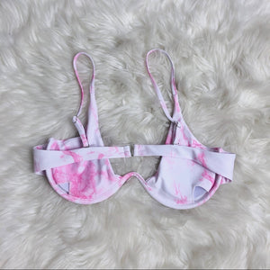 Pink Tye Dye Cupped Swimsuit Bralette Top