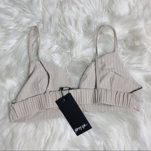 Mocha Oatmeal Brown Ribbed Bralette Crop Top