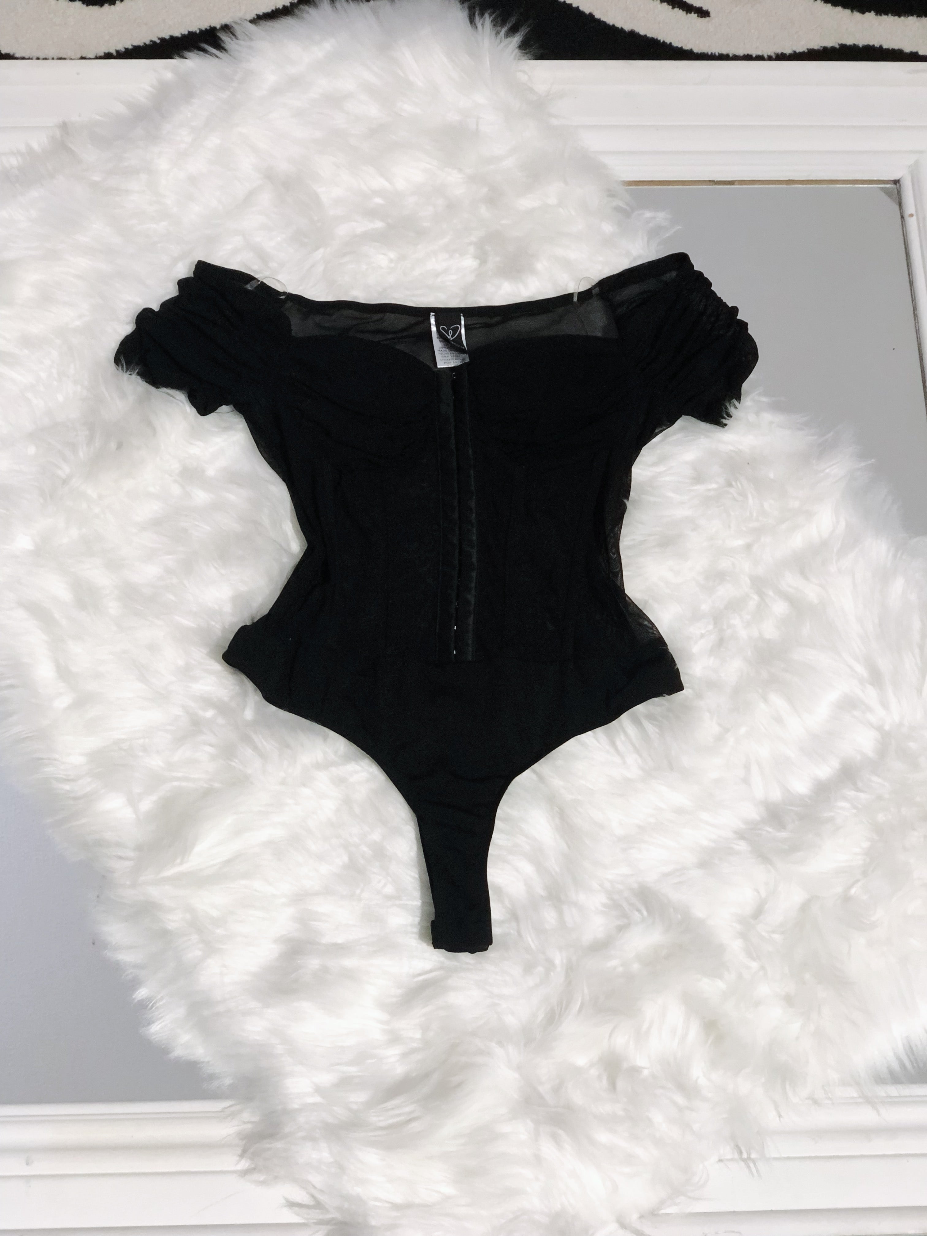 Black Windsor Slight Off Shoulder Bodysuit