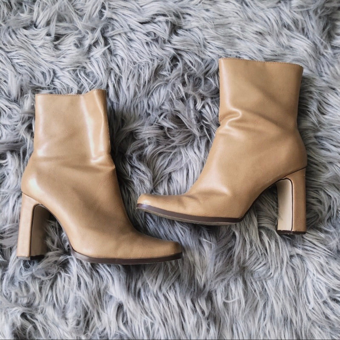 Thinking of You Tan Squared Ankle Boots