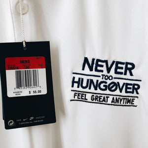 White & Blue Nike “Never Too Hungover” Golf Top