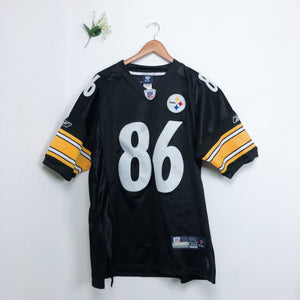 NFL Onfield Reebok Ward 86 Steelers Black and Yellow Football  Jersey