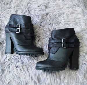 Black Grunge Ankle Booties